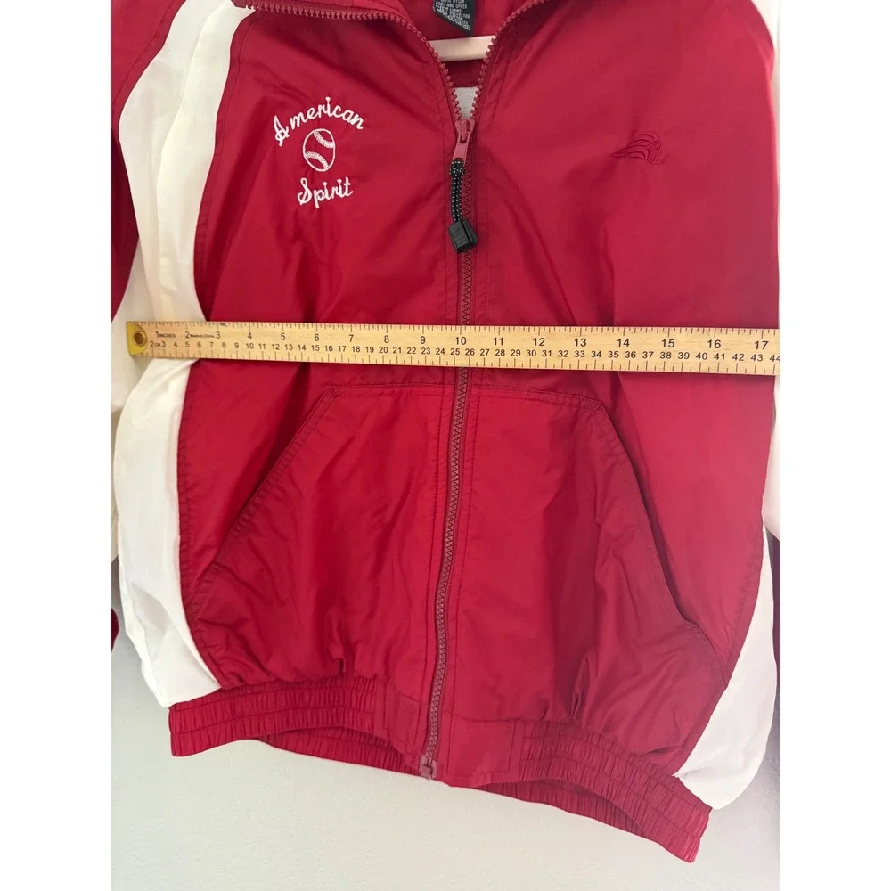 Healthy Attitude Windbreaker Jacket Small Red White American Spirit Baseball Zip